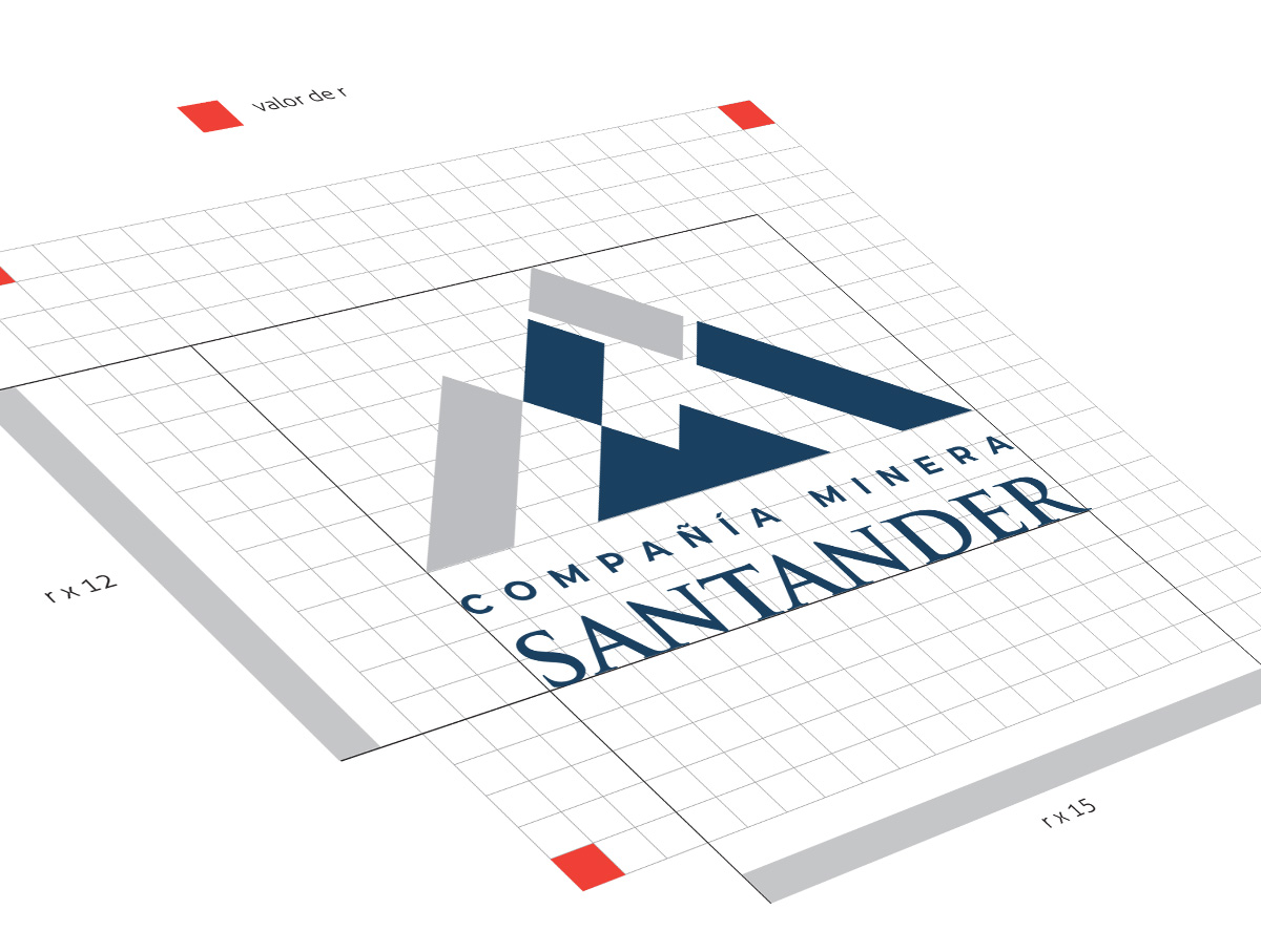 Retícula de construcción del logotipo de Compañía Minera Santander